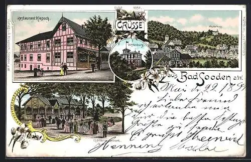 Lithographie Bad Sooden a. W., Restaurant Klepsch, Gartenrestaurant, Westerburg