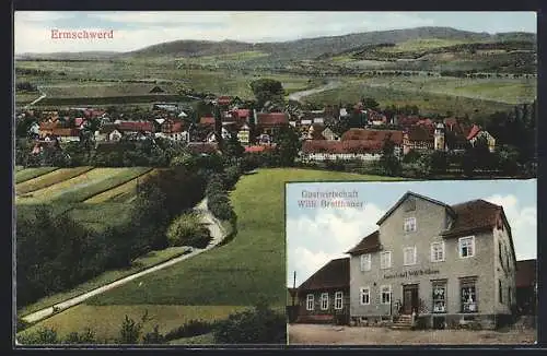 AK Ermschwerd, Gasthaus Willi Bretthauer, Ortsansicht