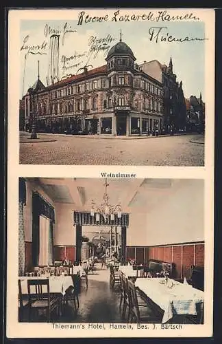 AK Hameln, Thiemann`s Hotel, Bes. J.. Bärtsch