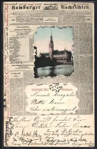 Zeitung-AK Hamburg, Rathaus im Zeitungs-Passepartout