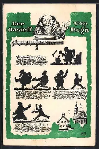 AK Bogen /Donau, Der Oasiedl von Bogin, Szenen und Liedtext
