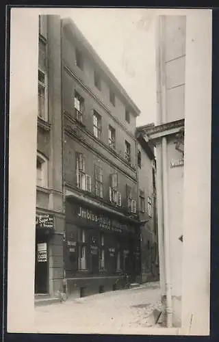 Foto-AK Bamberg, Gasthaus Imbisshalle Fritz Köhn, Wilhelmsplatz