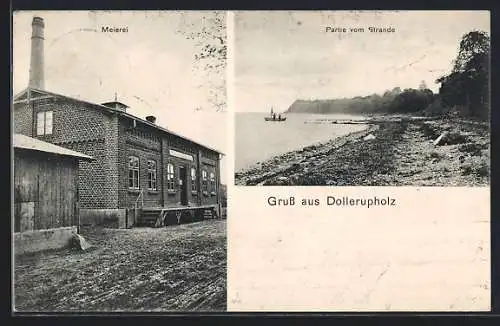 AK Dollerupholz, Meierei und Partie vom Strande