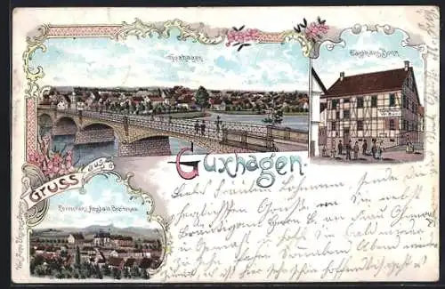 Lithographie Cuxhaven, Gasthaus Bonn, Corrections-Anstalt und Flusspartie