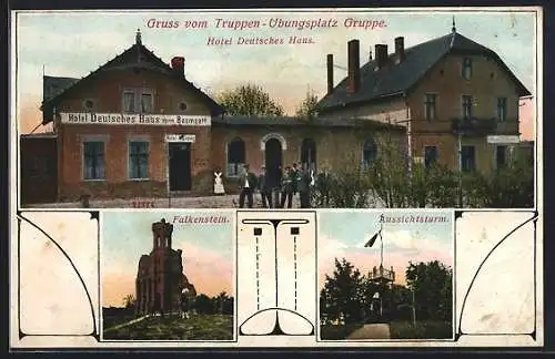 AK Gruppe, Truppen-Übungsplatz mit Hotel Deutsches Haus, Falkenstein und Aussichtsturm