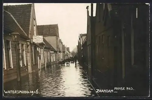 AK Zaandam, Watersnood 1916, Prinse Pad
