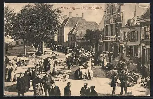 AK Hellevoetsluis, Marktdag, Buntes Treiben auf dem Markt