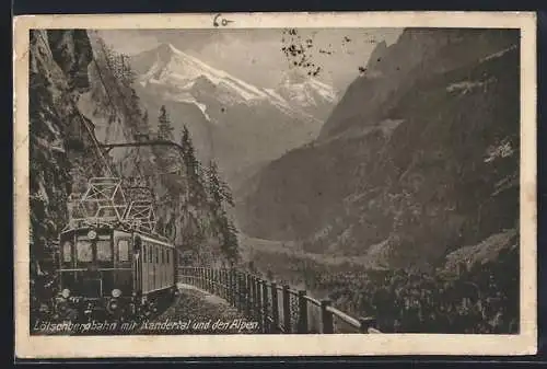 AK Kandertal, Lötschbergbahn mit Kandertal und den Alpen