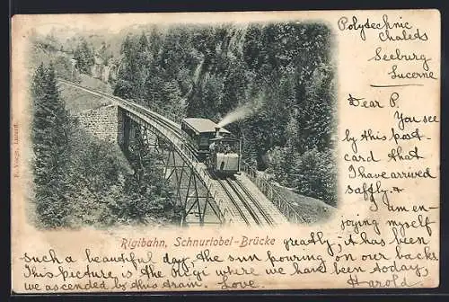 AK Rigi, Rigibahn auf der Schnurtobel-Brücke