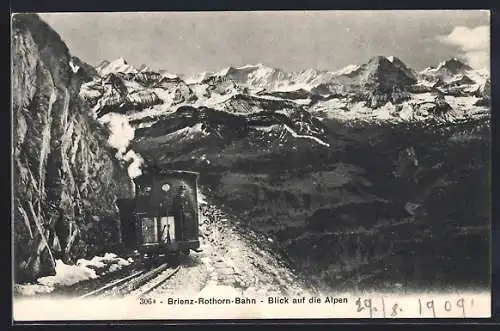AK Brienz-Rothorn-Bahn, Bergbahn mit Alpenblick