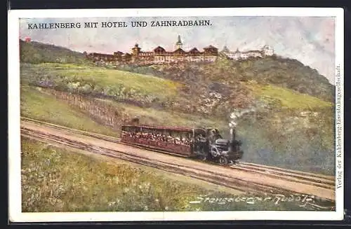 AK Kahlenberg, Kahlenberg mit Hotel und Zahnradbahn