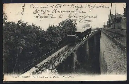 AK Langres, La Crèmaillère au Pont, Bergbahn
