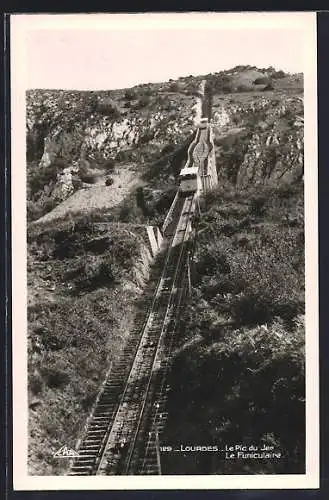 AK Lourdes, Le Pic du Jer, Le Funiculare, Bergbahn