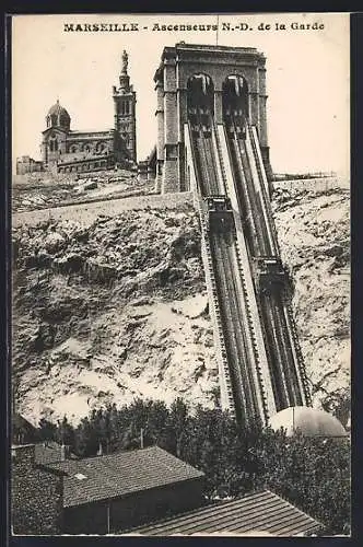 AK Marseille, Ascenseurs N.-D. de la Gare, Bergbahn