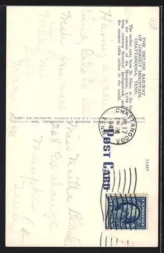 AK Chattanooga, Tenn., Incline Railway Up Lookout Mountain, Bergbahn