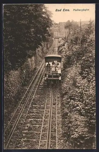 AK Bad Ems, Malbergbahn mit Fahrgästen