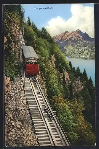 AK die Bürgenstockbahn bei der Abfahrt