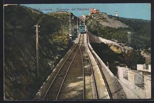 AK Barcelona, Funicular del Tibidabo, Bergbahn