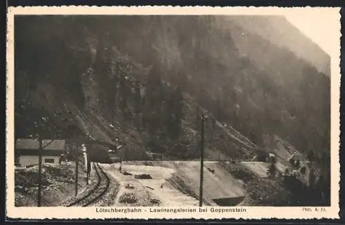 AK Goppenstein, Lötschbergbahn mit Lawinengalerien