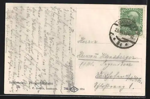 AK Innsbruck, Panorama mit Hungerburgbahn