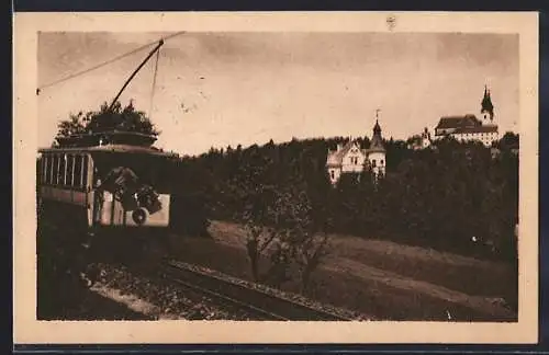 AK Linz an der Donau, Pöstlingberg mit Strassenbahn