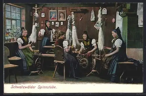 AK Schwarzwälderinnen in der Spinnstube
