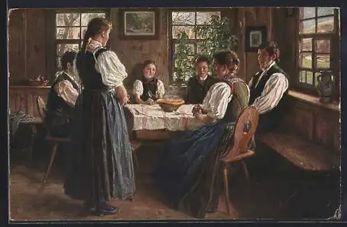 Künstler-AK Wilhelm Hasemann: Schwarzwaldserie, Tischgebet