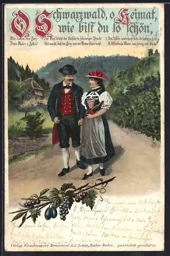 AK Schwarzwald, Paar in Schwarzwälder Tracht