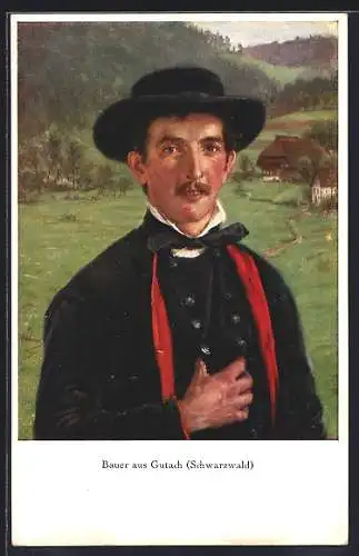 Künstler-AK Wilhelm Hasemann: Gutach, Bauer in Schwarzwälder Tracht