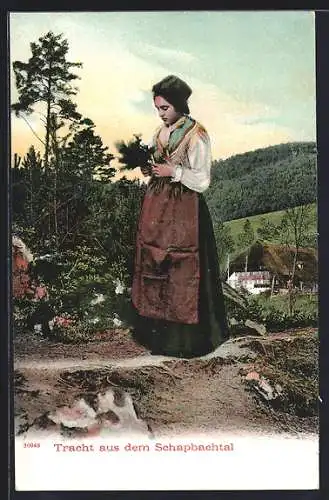 AK Junge Frau aus dem Schapbachtal, Schwarzwälder Tracht