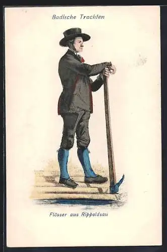 AK Flösser aus Rippoldsau, Badische Tracht