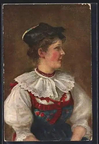 AK Schapbacher Mädchen in Badischer Tracht, Portrait