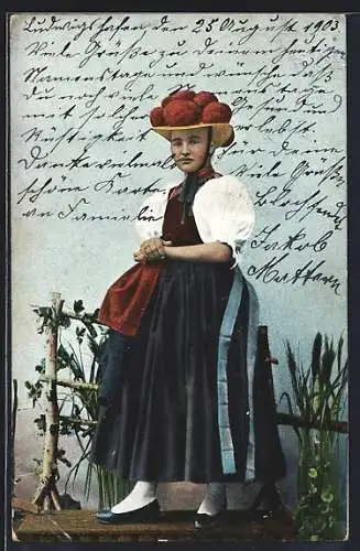 AK Schwarzwaldmädel in Gutacher Tracht