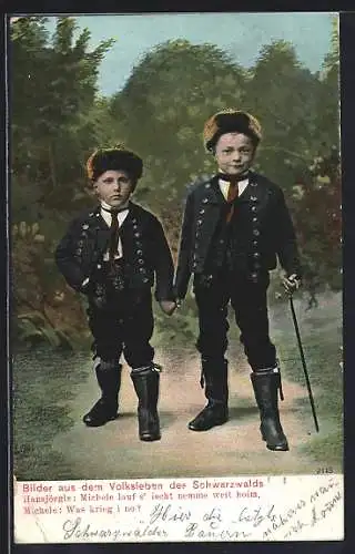 AK Zwei Jungen in Schwarzwälder Tracht
