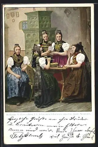 AK Badische Volkstrachten: Schwarzwälderinnen aus dem Amte Neustadt