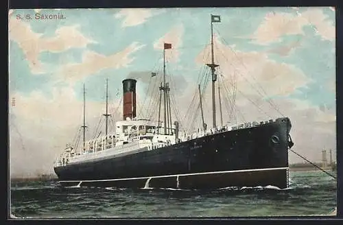 AK Passagierschiff SS Saxonia vor Anker