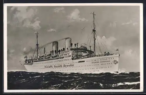 AK KdF-Dampfer Sierra Cordoba auf See