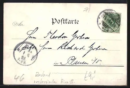 Vorläufer-Lithographie Dampfer Deutscher Kaiser in Fahrt 1895