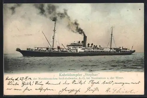 AK Kabeldampfer Stephan der Norddeutschen Seekabelwerke