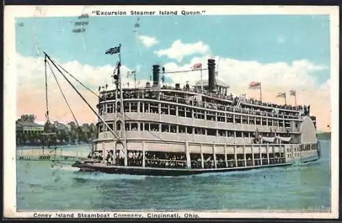 AK Excursion Steamer Island Queen der Coney Island Steamboat Company