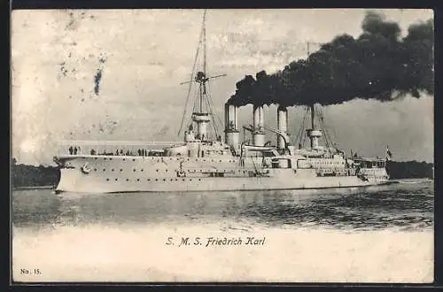 AK SMS Friedrich Karl unter Volldampf