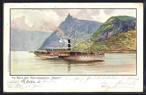 AK Rheindampfer Rhein in Fahrt