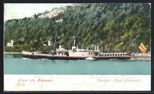 AK Dampfer Stadt Konstanz auf dem Bodensee
