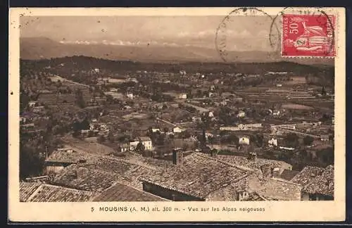 AK Mougins, Vue sur les Alpes neigeuses