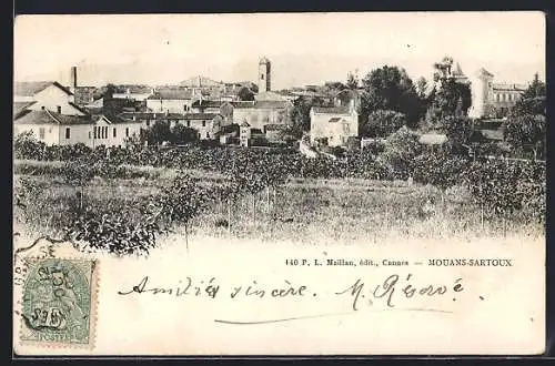 AK Mouans-Sartoux, Vue sur le village avec son paysage environnant