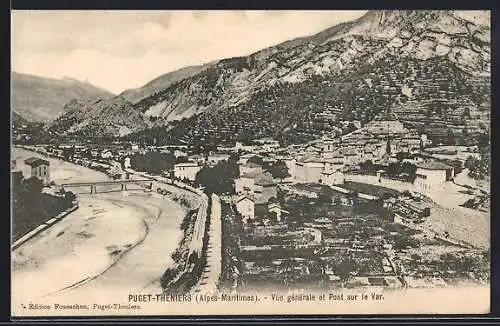 AK Puget-Théniers, Vue générale et Pont sur le Var