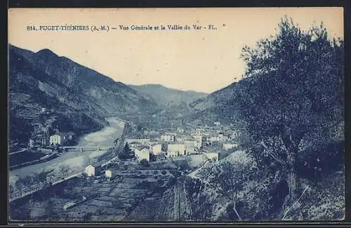 AK Puget-Théniers, Vue Générale et la Vallée du Var