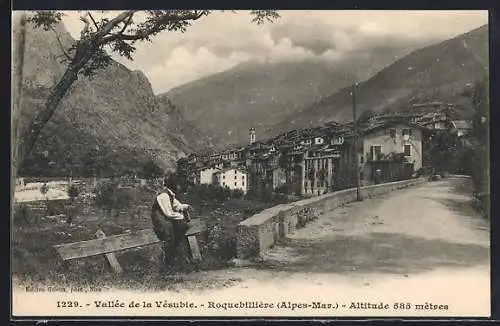 AK Roquebillière, Vallée de la Vésubie à 585 mètres d`altitude