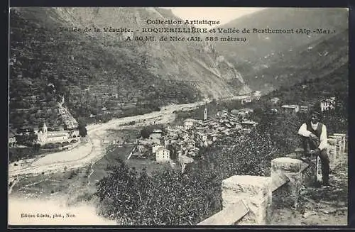 AK Roquebillière, Vallée de la Vésubie et de Berthemont à 50 km de Nice (Alt. 585 m)
