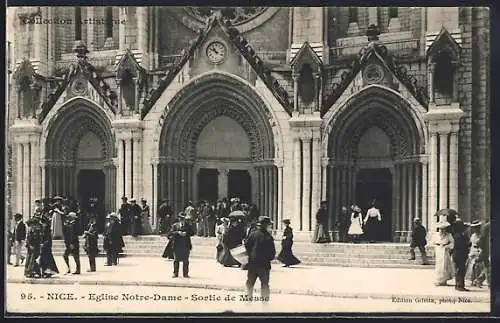 AK Nice, Église Notre-Dame, Sortie de Messe